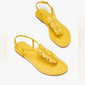 NEW Kate Spade Primrose Butterfly Yellow Leather Flat Sandals Size 10 Whimsical